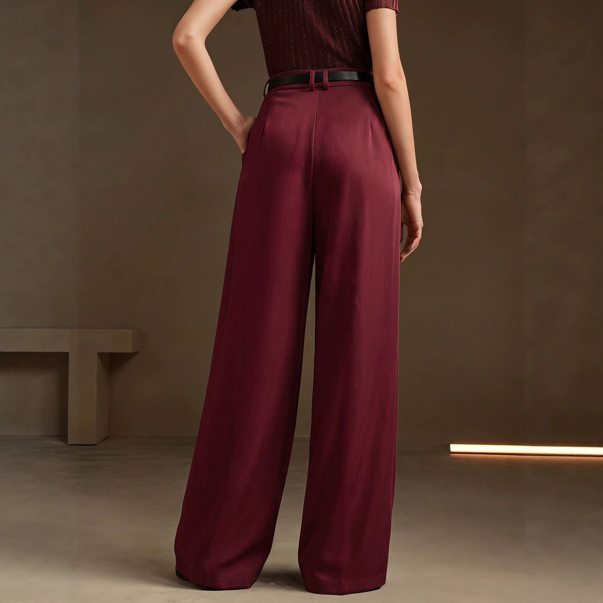 Summer Office Straight Old Money High Waist Drooping Casual Work Pant High Sense Wide Leg Slimming Women Pants（No Belt）