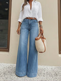 Spring Summer Retro Washed Wide Leg Jeans Loose Slimming High Jeans for Women