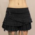 Summer Lace up Tiered Dress A line Hem Slimming Denim Skirt Sexy Street Little Short Dress