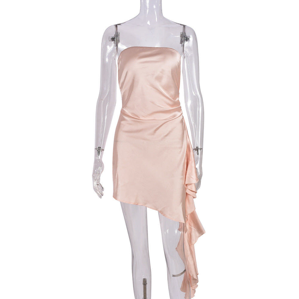 Women Wear Chest Wrapped Dress Hollow Out Cutout Backless Sexy One Step for Women