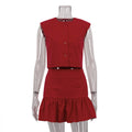 Women Summer Sleeveless Shirt Vest Top Fishtail Skirt Two Piece Set