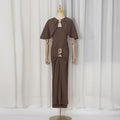 Elegant Lady Shawl Dress Summer Solid Color Stitching Metal Buckle Tight Waist Slim Hip Dress