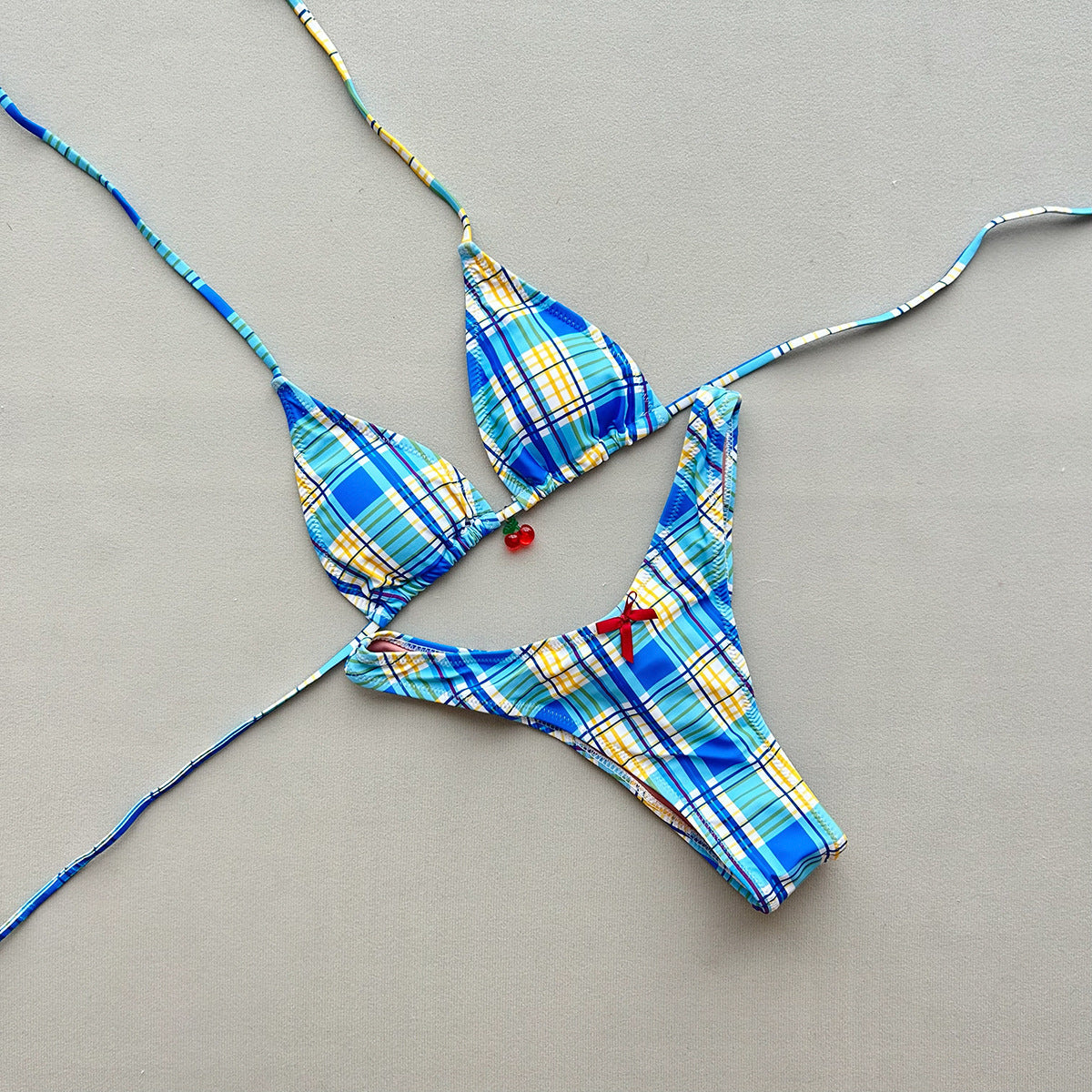 Geometric Print Halter Bikini Set - Retro Pop Boho Swimwear