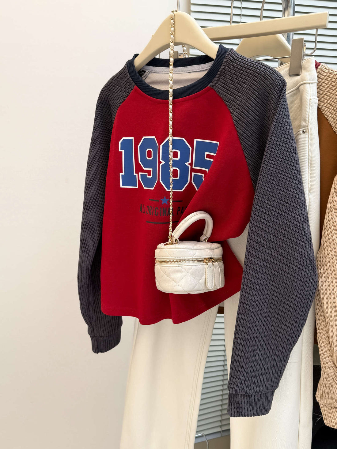 Women's 1985 Graphic Raglan Knit Sweatshirt Harajuku Style