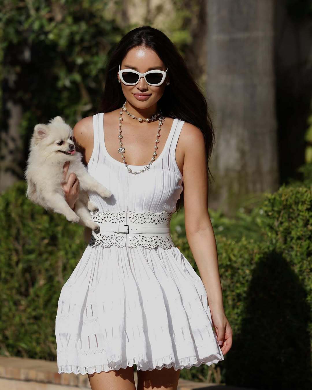 Spring Summer Slim Vest Knitted Dress Women Hollow Out Cutout-out Cinched Sleeveless Puff Short Women