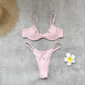 Solid Color Tube Top Push up Low Waist Adjustable Triangle Bikini Sexy Backless Split Swimsuit Women