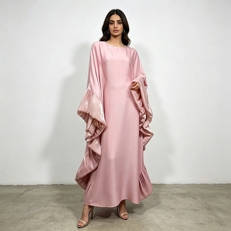 Summer Large Batwing Sleeve Loose Fitting Slim Fit Maxi Dress Women