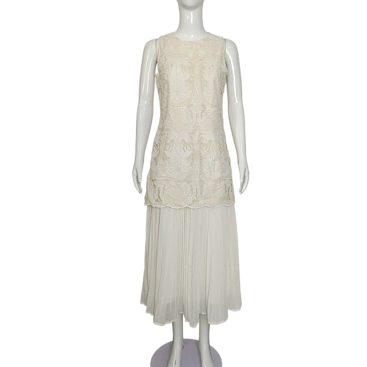 French Heavy Industry Jacquard Embroidery Faux Two Piece Sleeveless Dress Women Niche Design Pleated Midi Dress Summer