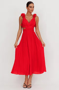 Summer Dress Backless Cross Rope Pleated Chiffon Floral Large Swing Dinner Dress