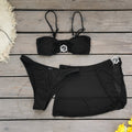 3-Piece Mesh Bikini Set: Strapless Tube Top and Asymmetric Skirt