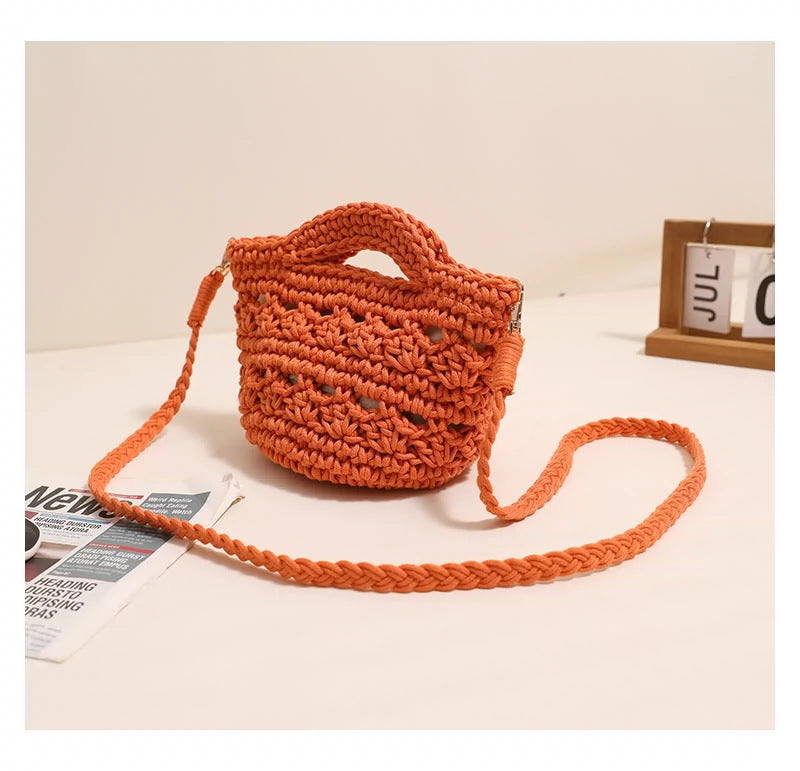 Woven Crochet Crossbody Bag Hollow Out Summer Beach Purse - Image 13