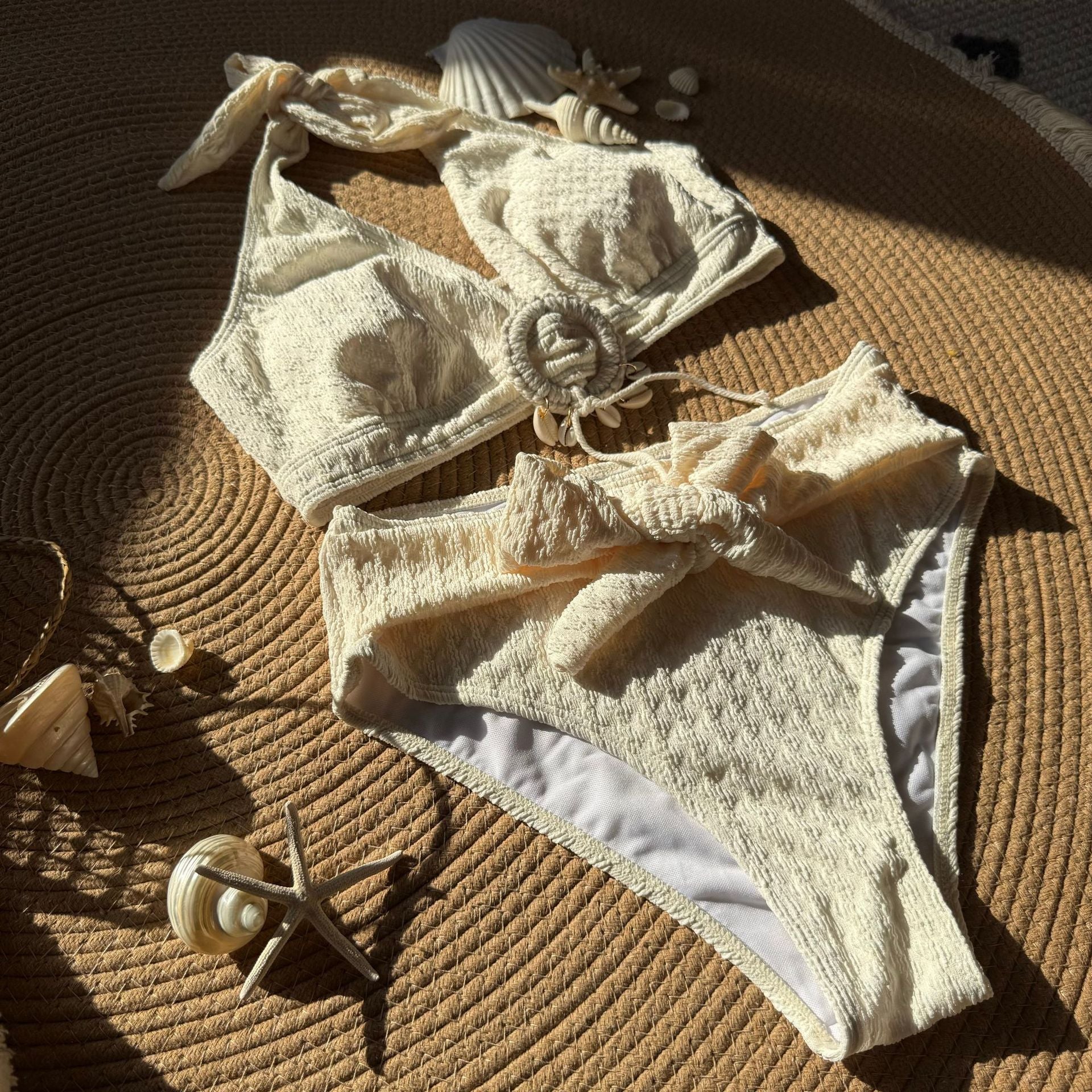 Shell Beach Special Fabric High Waist Split Swimwear