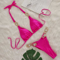 Women Rhinestone Halter Bikini Set Glamorous Bandage Swimsuit