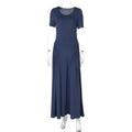 Best Seller in Women Clothing Summer U Collar Slim Solid Color Short Sleeve Dress Women