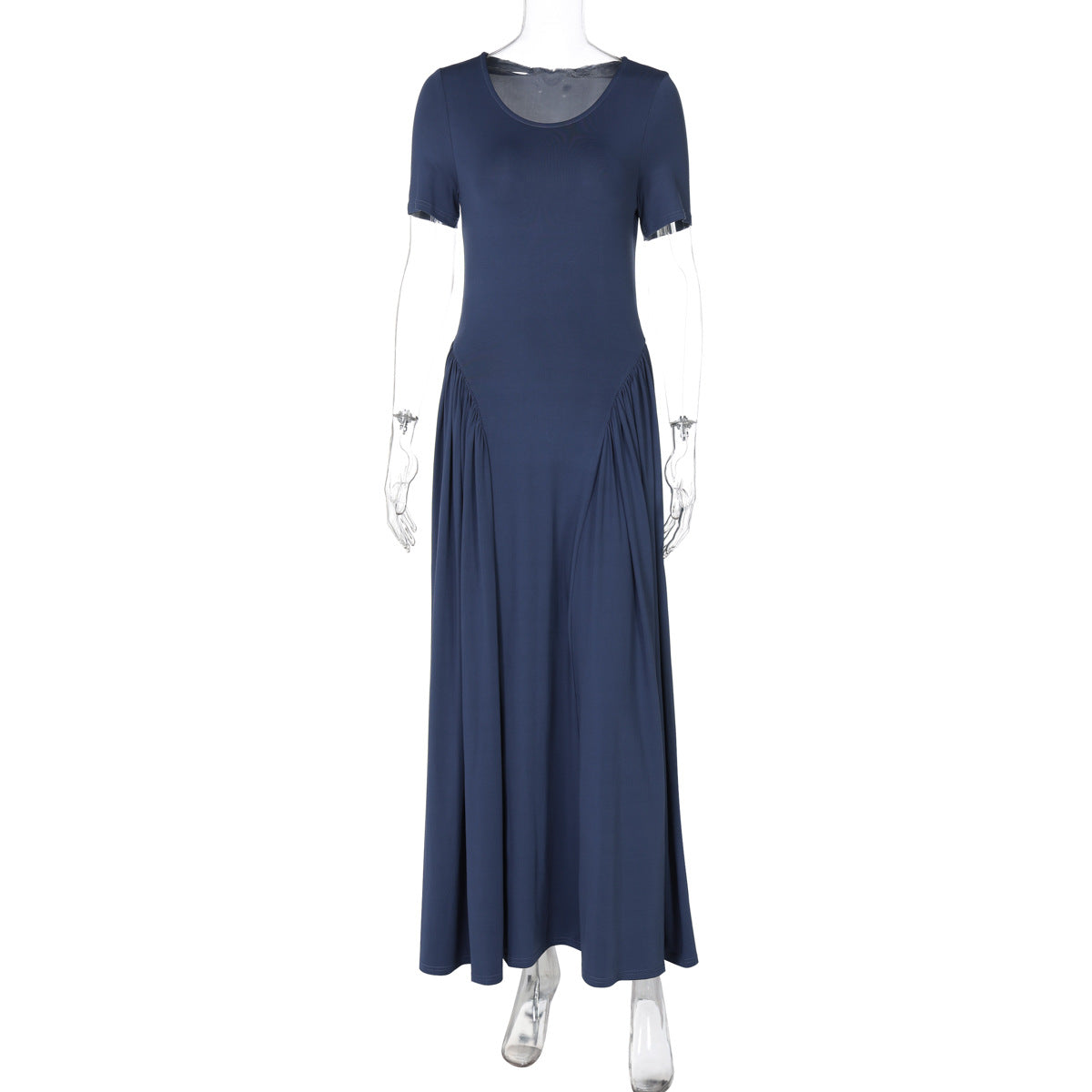 Best Seller in Women Clothing Summer U Collar Slim Solid Color Short Sleeve Dress Women