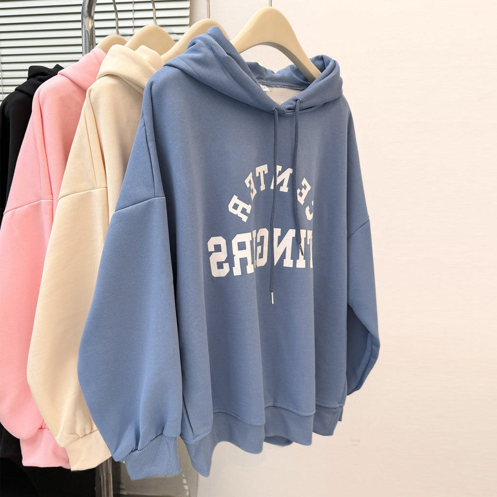 Women's Vintage Loose Fit Hoodie with Graphic Print - Fleece Lined - Image 5