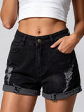 Summer Stretch Sexy Ripped Special Straight Women Denim Shorts