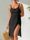 Women’s Crochet Split Beach Cover-Up Dress Boho Vacation Wear