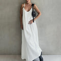 Cami Dress Spring Summer Women Loose Texture Sense A line Low Collar Long Vacation Dress