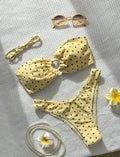 Women’s Polka Dot Strapless Bikini Set Boho Vacation Swimwear