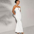 Spring Summer Women Halter Dress High Waist Slim Fit Elegant Fishtail Dress