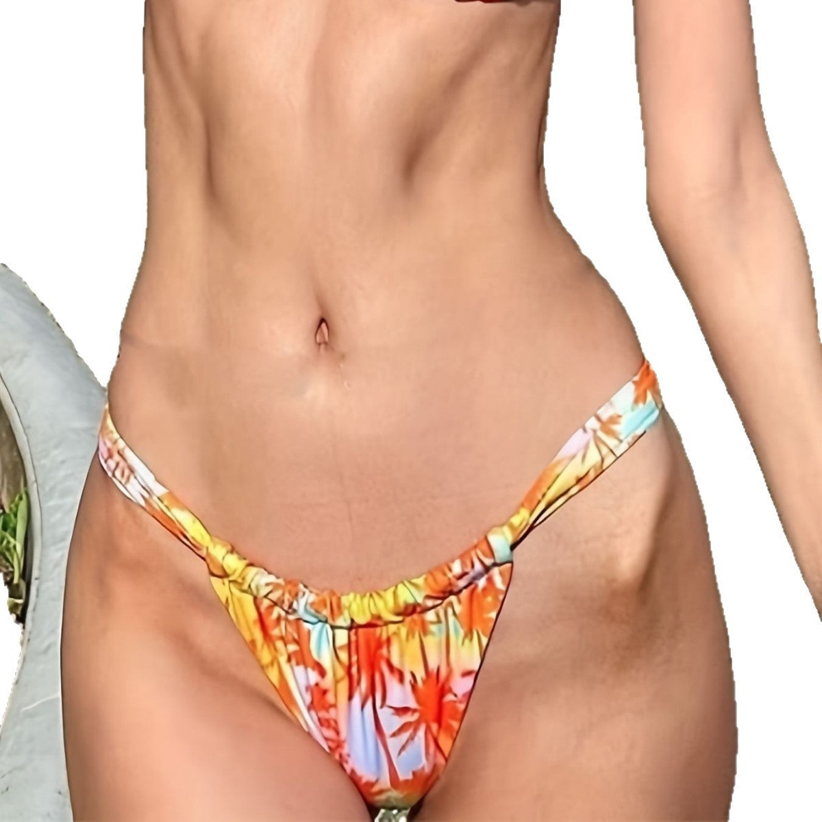 Women's Tropical Tie Dye Halter Bikini with Cutout Details
