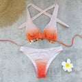 Gradient Halter Bikini and Sheath Skirt 3-Piece Swim Set