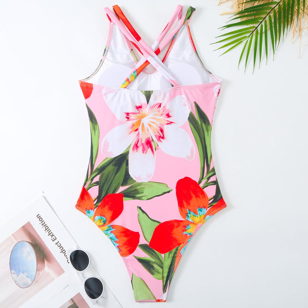 Solid Color One Piece Wome Swimwear Set French Retro Covering Belly Thin Swimming