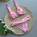 Women's Solid Color Ruched Tie Bikini Split Vacation Swimsuit