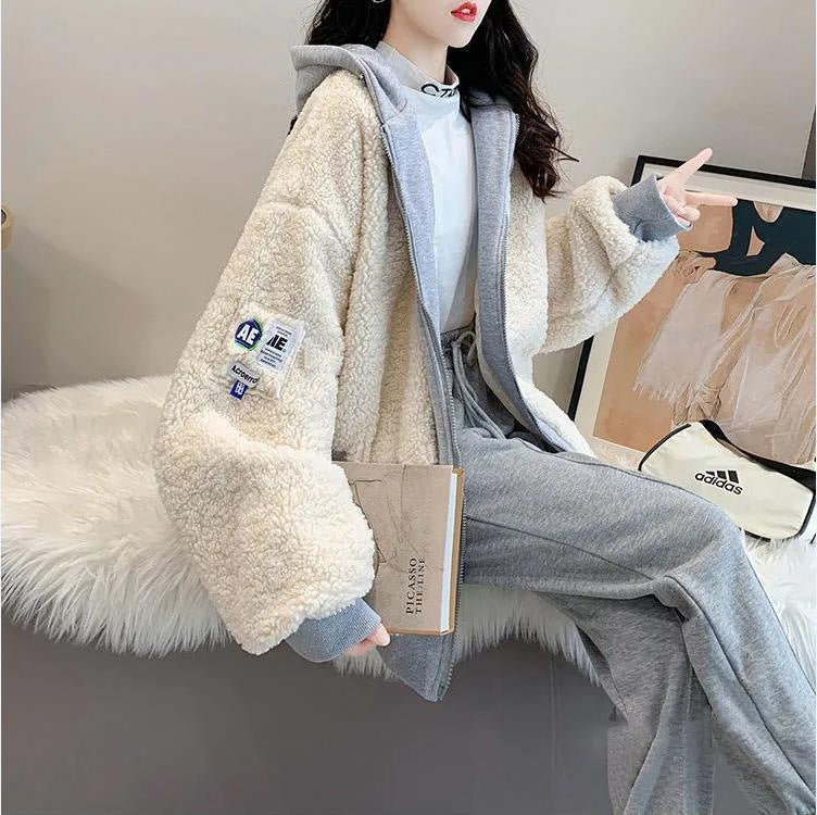 Women's Cozy Sherpa Hooded Zip-Up Jacket - Warm Winter Outerwear