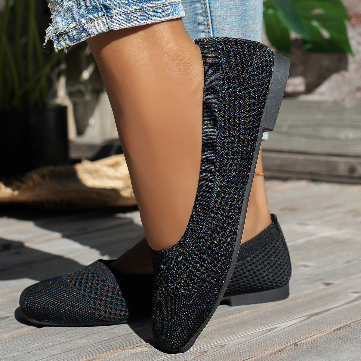 Women’s Flying Woven Mesh Shallow-Mouth Breathable Flats