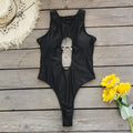 Pure White Hollow Out One Piece Swimsuit Sexy Cutout Tie Beachwear