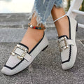 Women's Embellished Square Toe Knit Loafers Slip-On Flats - Image 4