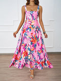 Women Clothing Summer Casual Strap Elegant A line Dress Floral Printed Dress