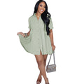 Women Clothing Dress Short-Sleeved Shirt Dress Loose Summer Short Dress A Line