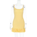 Slip Dress Solid Color Double Layer Ruffled Slim Fit Beach Sexy Dress