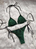 Sexy Backless Halter Lace-Up Bikini Split Swimsuit for Summer