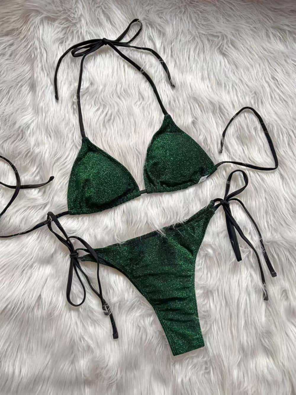 Sexy Backless Halter Lace-Up Bikini Split Swimsuit for Summer