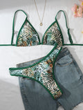 Green Leopard Print Sexy Bikini Two Piece Slimming Swimsuit