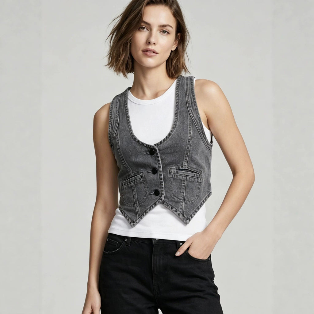Top Product Washable Bandage Dress Women Cowboy Vest