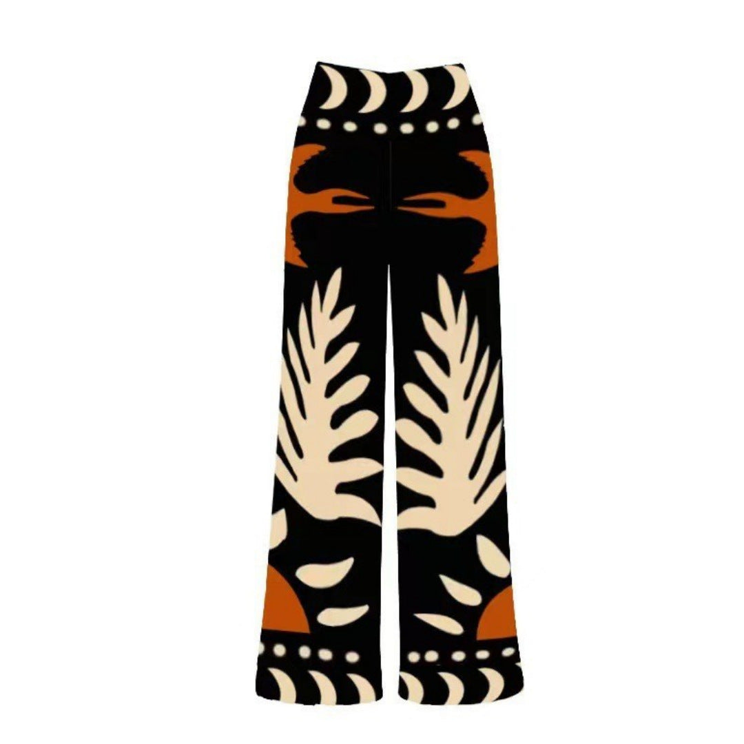 Lonkey Swimwear Retro Printed Mesh Trousers Conservative Swimwear Bikini