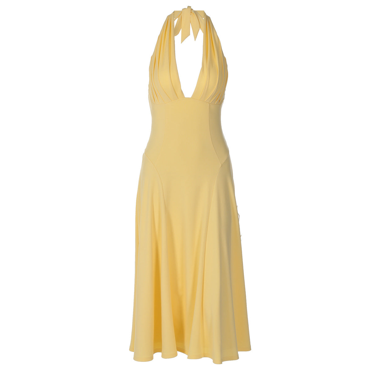 Women Clothing Sexy Deep V Plunge Halter Lace up Backless Slim Fit Hip Wrapped Dress Women Dress