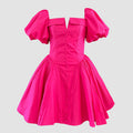French Elegant Short Collarless Sleeve Waist Slimming Design High Waist Dress Women