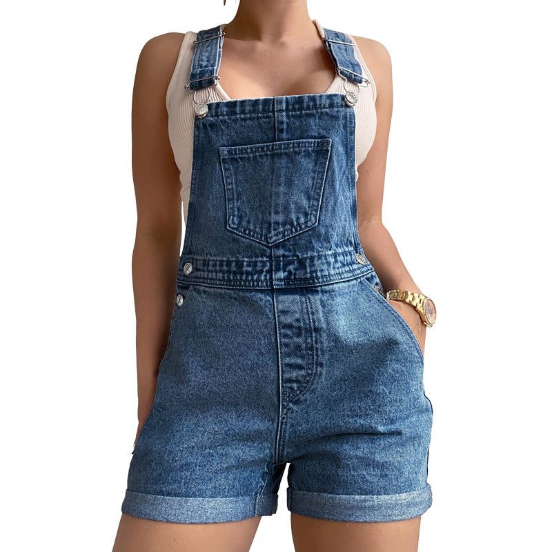 Women Clothing Denim Brace Romper