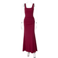 Women Summer Solid Color Low Cut Square Collar Slimming Slimming Dress