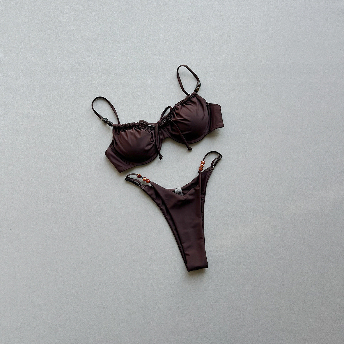 Ruched Tie-Front Bikini Set Boho Vacation Women's Swimsuit
