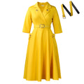 Winter Sexy Elegant Collared Waist Tight Business Dress Graceful Fashionable Solid Color Dress