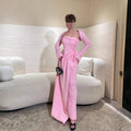 Summer Elegant Sexy Shawl Tube Top Slit Ball Dress Two Piece Set