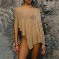 Women's Knitted Beach Cover-Up Top, Relaxed Fit Resort Wear