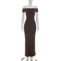 Women Summer Solid Color off Shoulder Tube Top Backless Hip Wrapped Dress Women